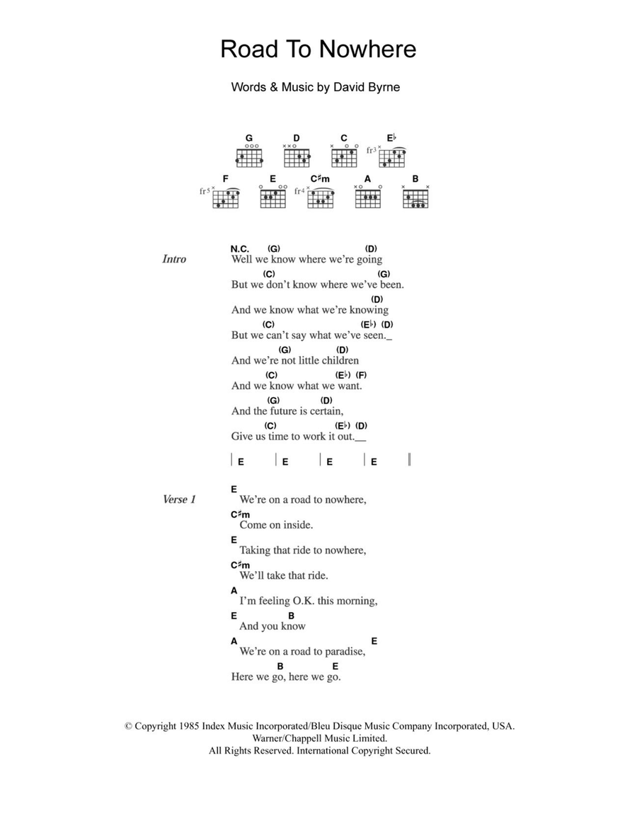 Road To Nowhere Road To Nowhere Acoustic Guitar scores gallery preview page 1