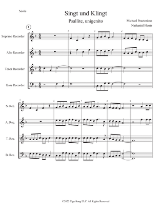 Psallite, unigenito (Singt und Klingt) for Recorder Quartet