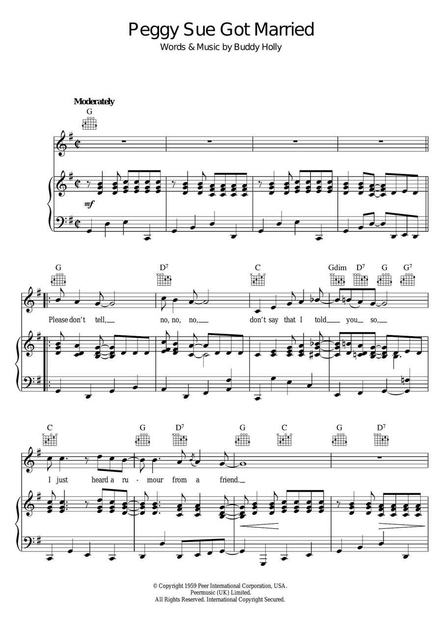 Peggy Sue Got Married Peggy Sue Got Married Piano, Vocal scores gallery preview page 1