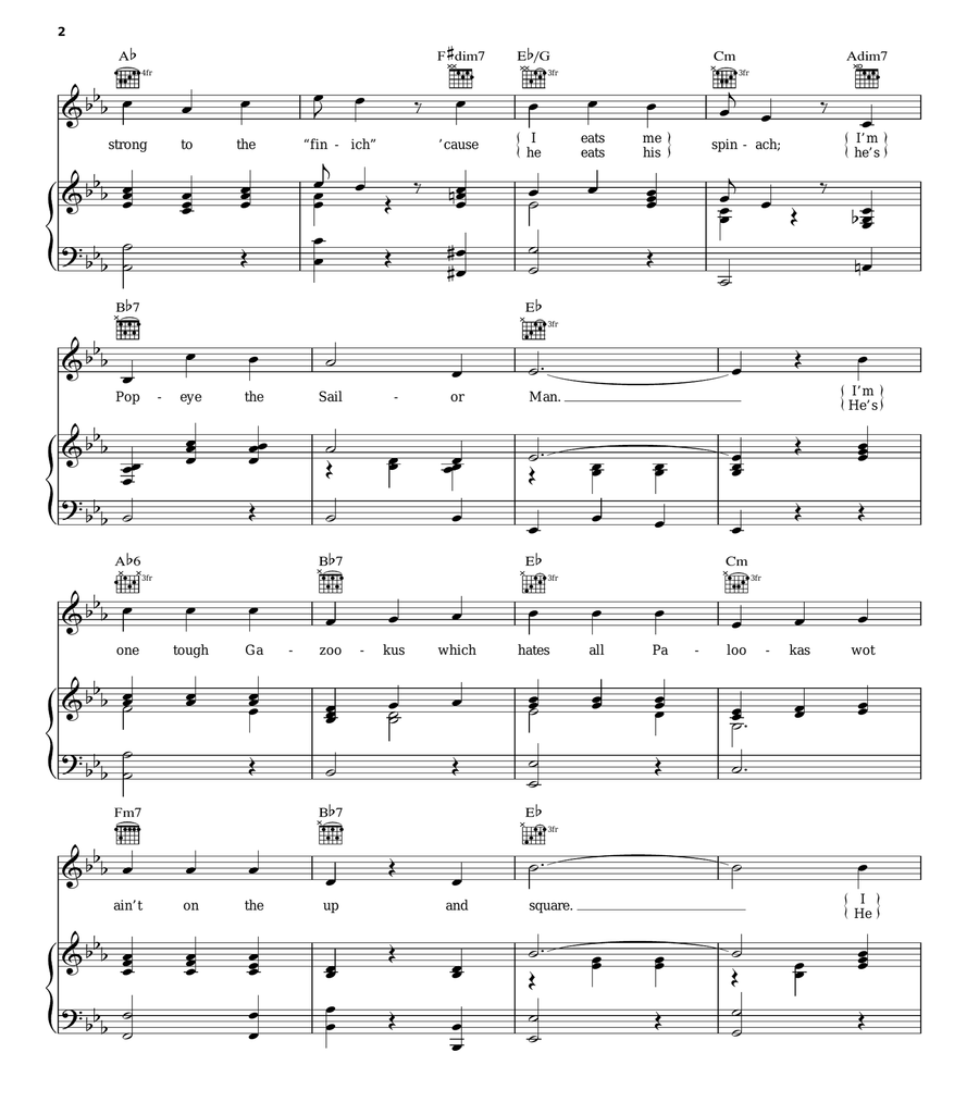 I'm Popeye The Sailor Man Guitar scores gallery preview page 2
