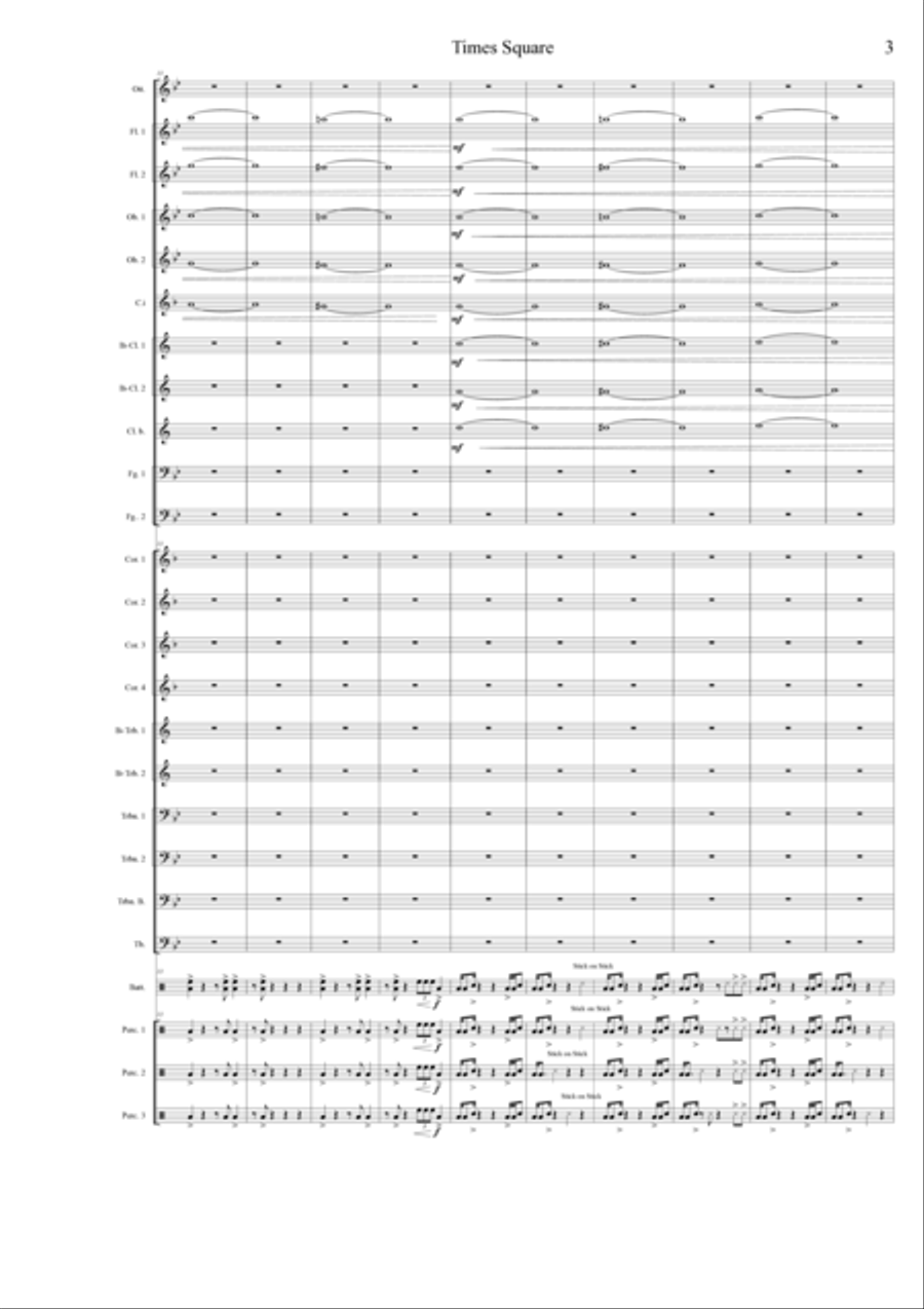 Times Square per 4 Percussionisti Solisti ed Orchestra di Fiati Full Orchestra scores gallery preview page 3