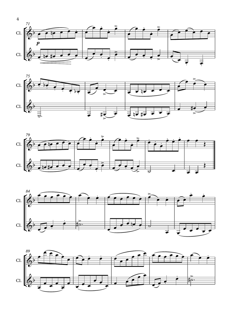Scherzo in A minor Clarinet Duet scores gallery preview page 4