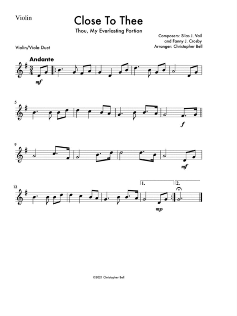 Close To Thee - Violin/Viola Duet String Duet scores gallery preview page 2