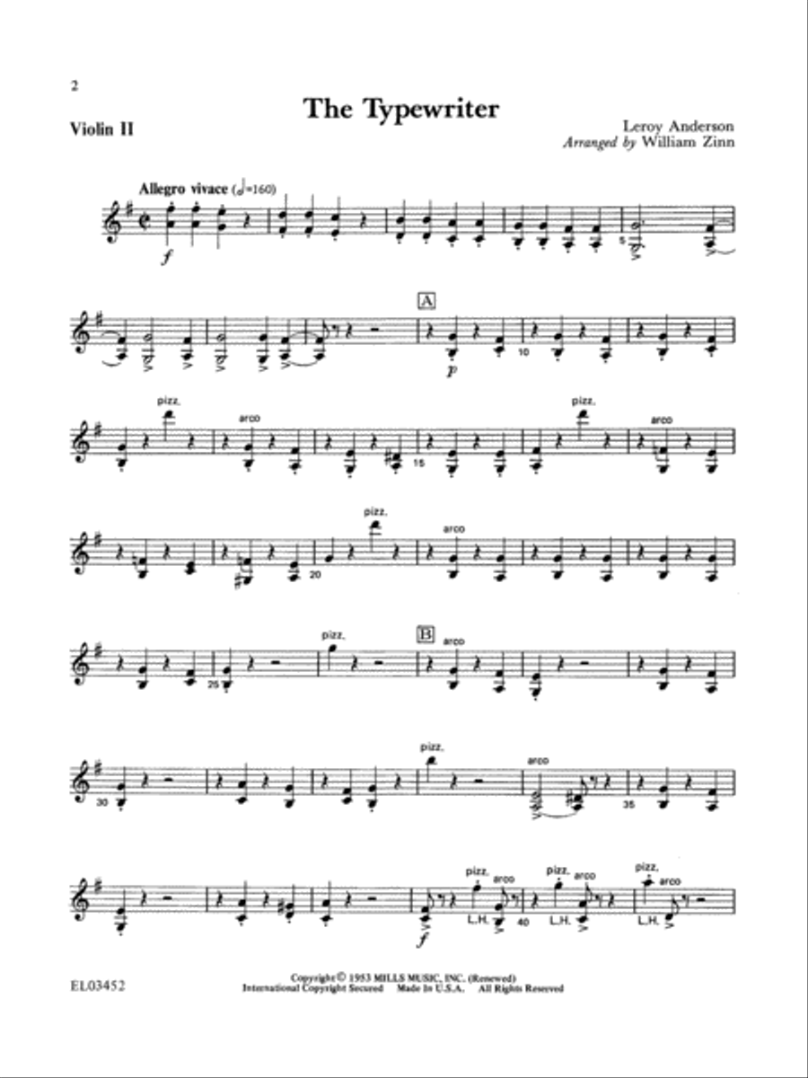 Leroy Anderson For Strings 2nd Violin String Orchestra scores gallery preview page 3