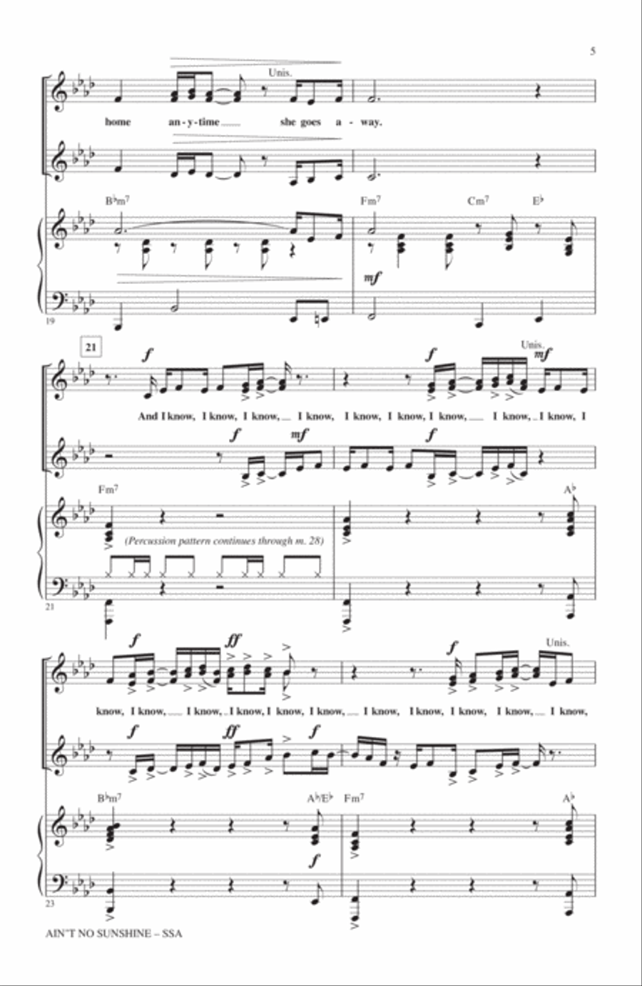 Ain't No Sunshine (arr. Mark Brymer) SSA scores gallery preview page 4