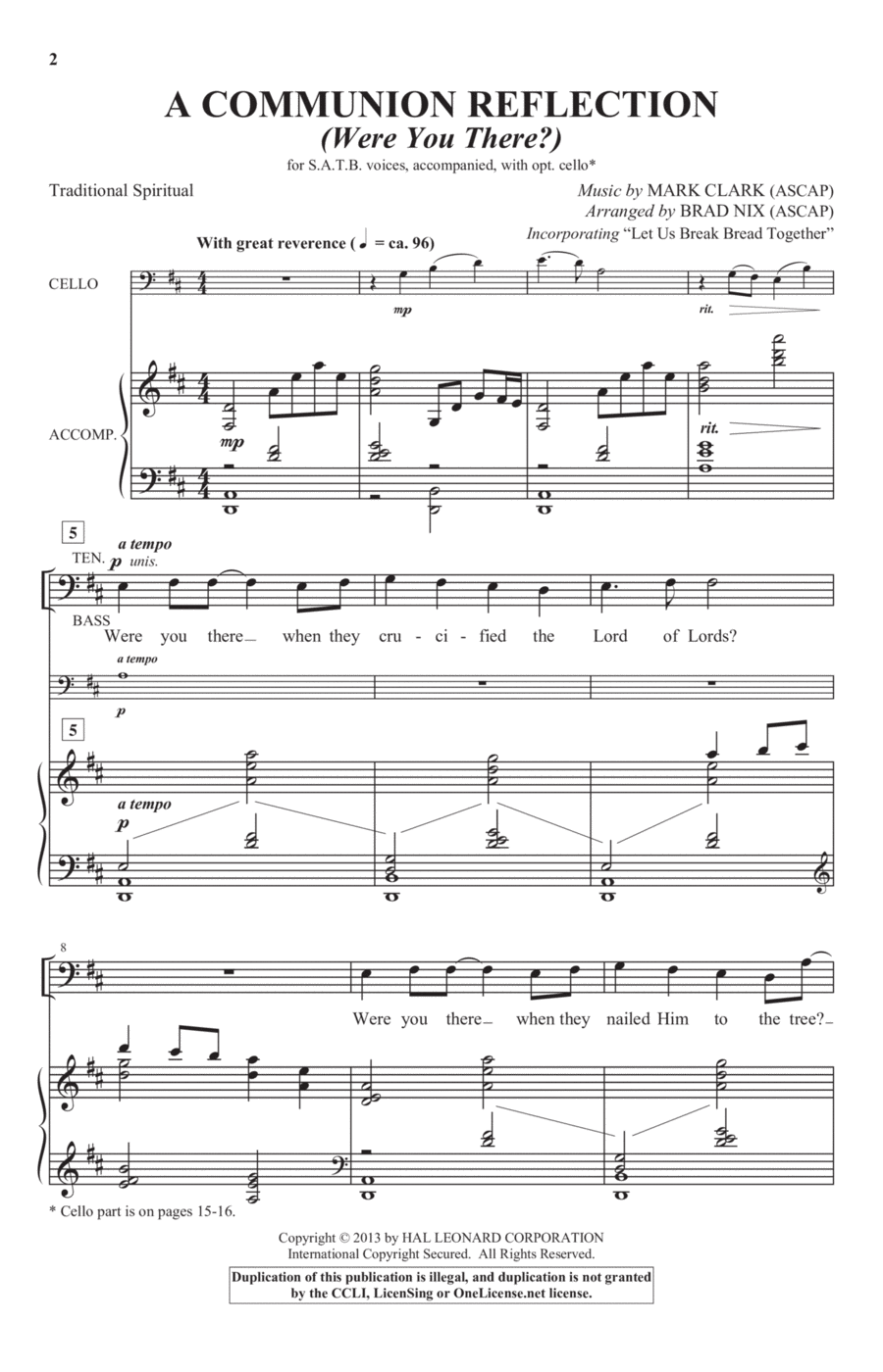 A Communion Reflection (Were You There?) 4-Part scores gallery preview page 1