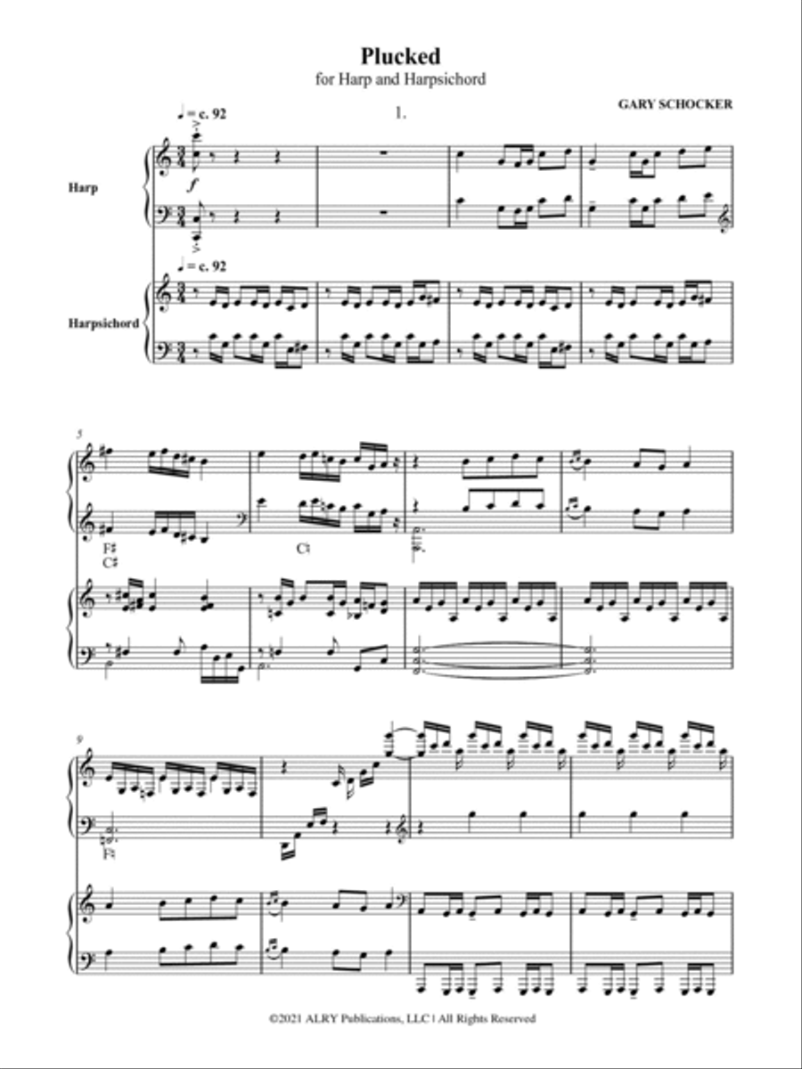 Plucked for Harp and Harpsichord Harp scores gallery preview page 2