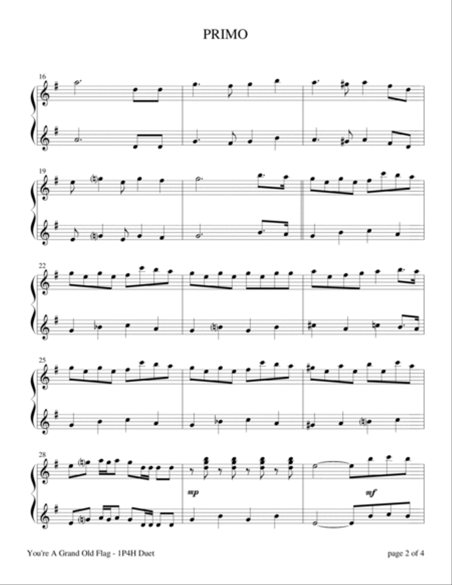 You're A Grand Old Flag (1 Piano, 4 Hands Duet) 1 Piano, 4-Hands scores gallery preview page 4