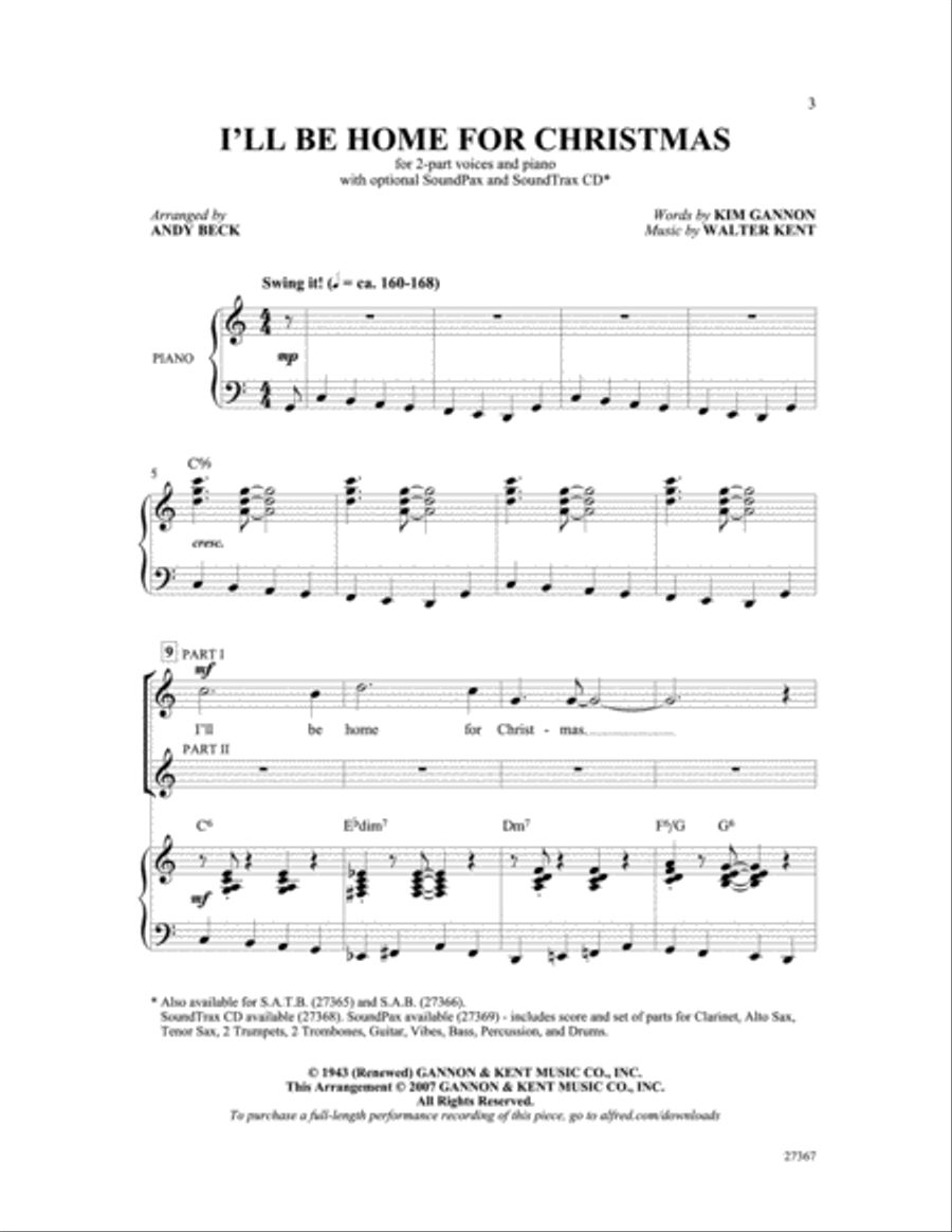 I'll Be Home for Christmas 2-Part scores gallery preview page 2