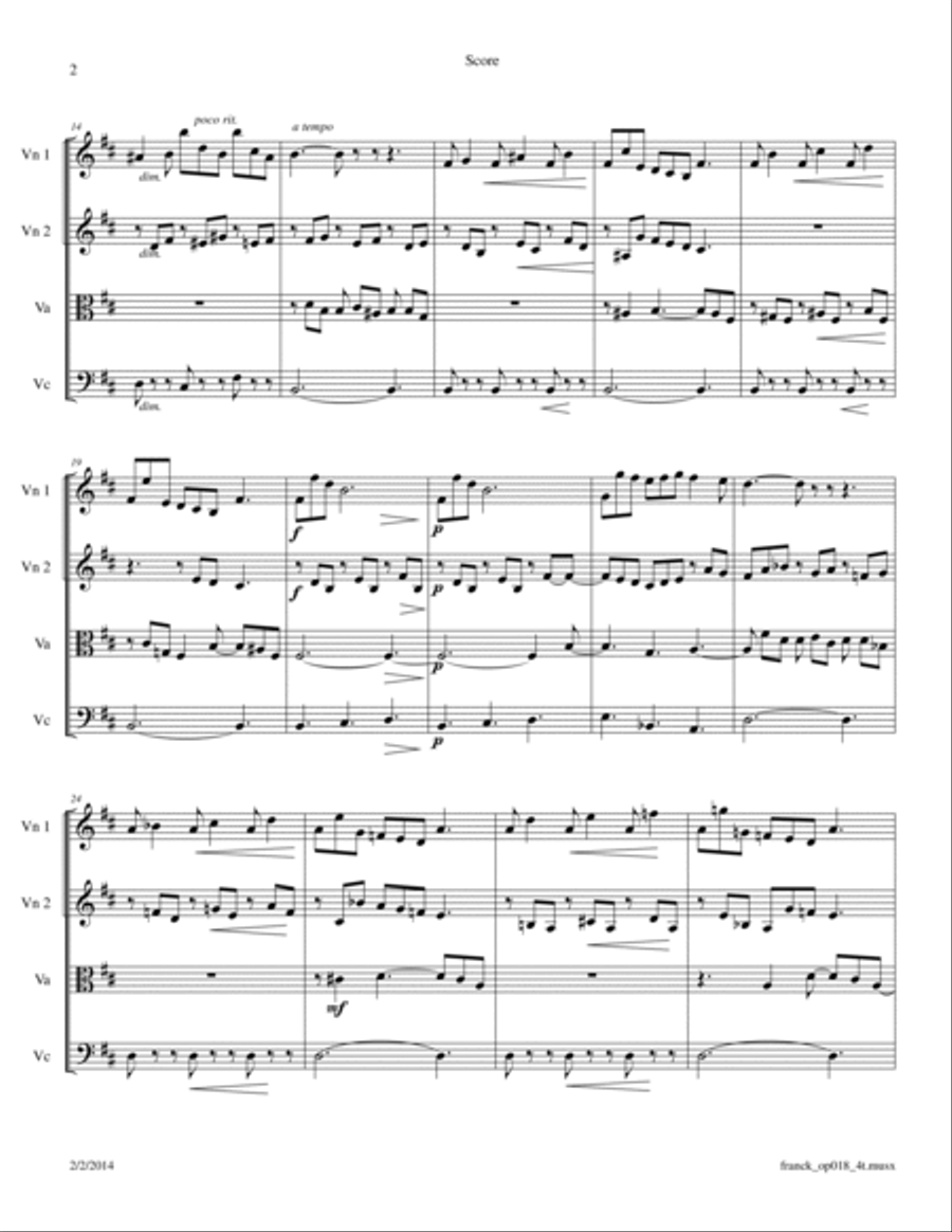 Franck: Prelude, Fugue and Variation Op. 18 for String Quartet String Quartet scores gallery preview page 2