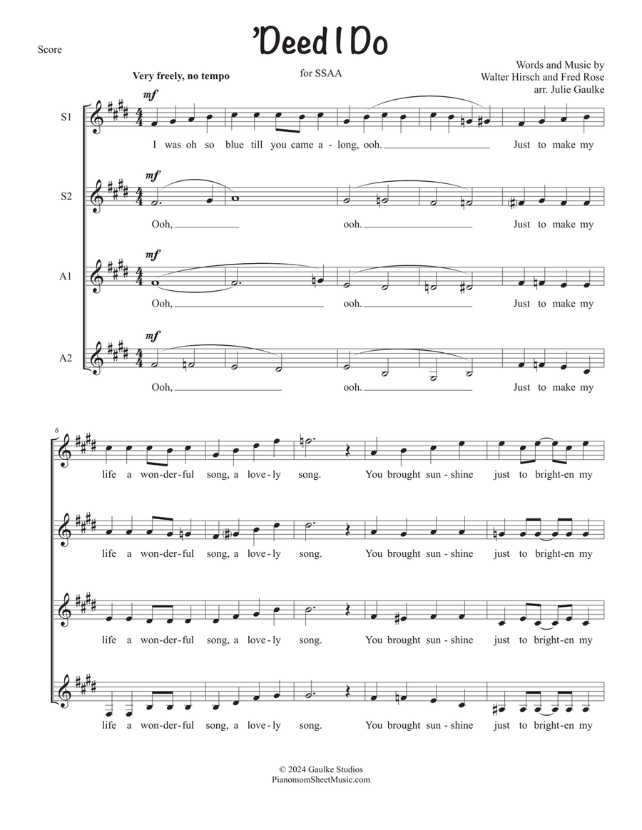 'Deed I Do SSAA scores gallery preview page 1