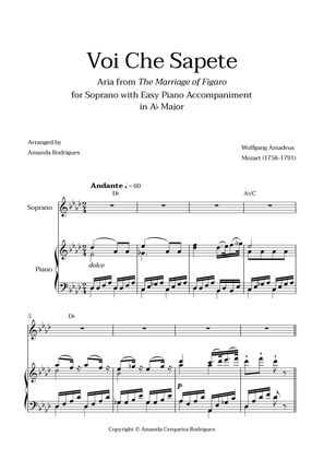 Voi Che Sapete from "The Marriage of Figaro" - Easy Soprano and Piano Aria Duet with Chords in Ab Ma