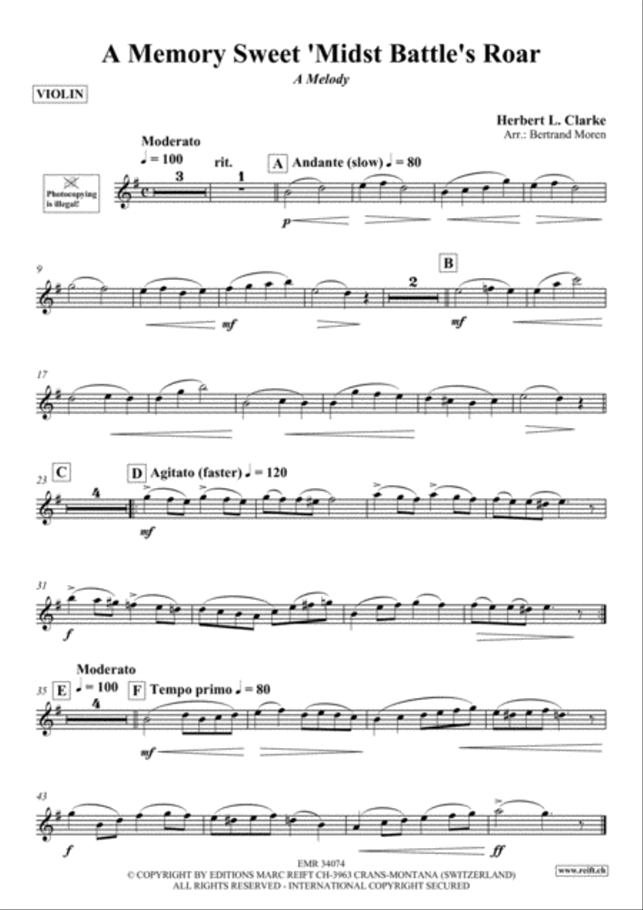 A Memory Sweet 'Midst Battle's Roar Violin Solo scores gallery preview page 2