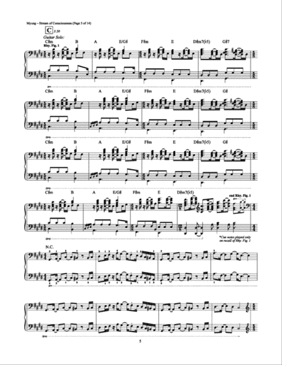 Stream of Consciousness Piano, Vocal, Guitar scores gallery preview page 5