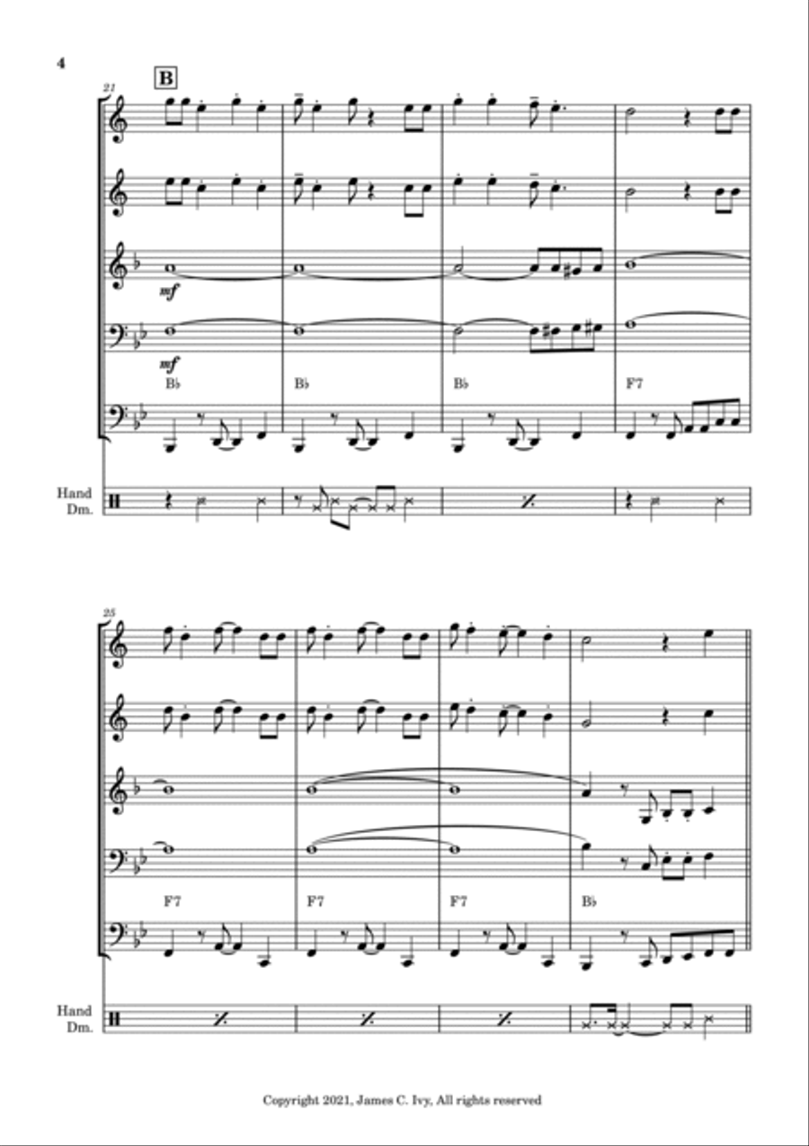 Eh La Bas for Brass Quintet Brass Quintet scores gallery preview page 5