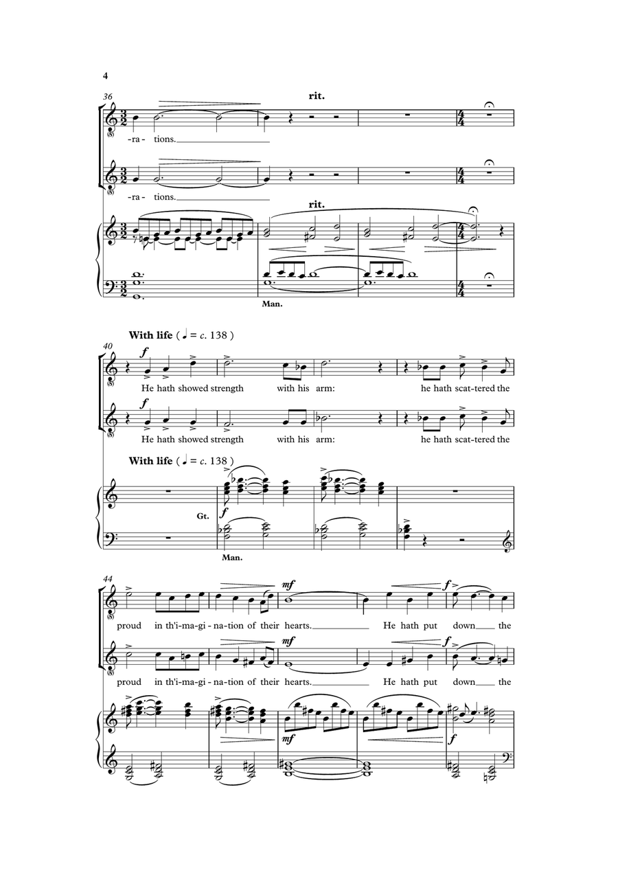 Essex Service (Magnificat and Nunc Dimittis) version for two-part voices (SA or TB) and organ TB scores gallery preview page 4