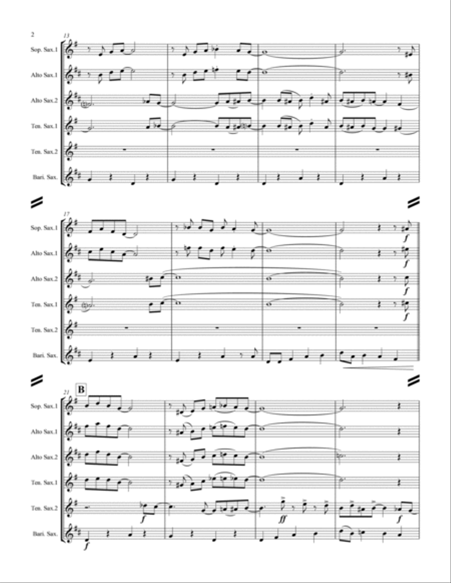St. Louis Blues (for Saxophone Quintet SATTB or AATTB) Saxophone Quintet scores gallery preview page 3