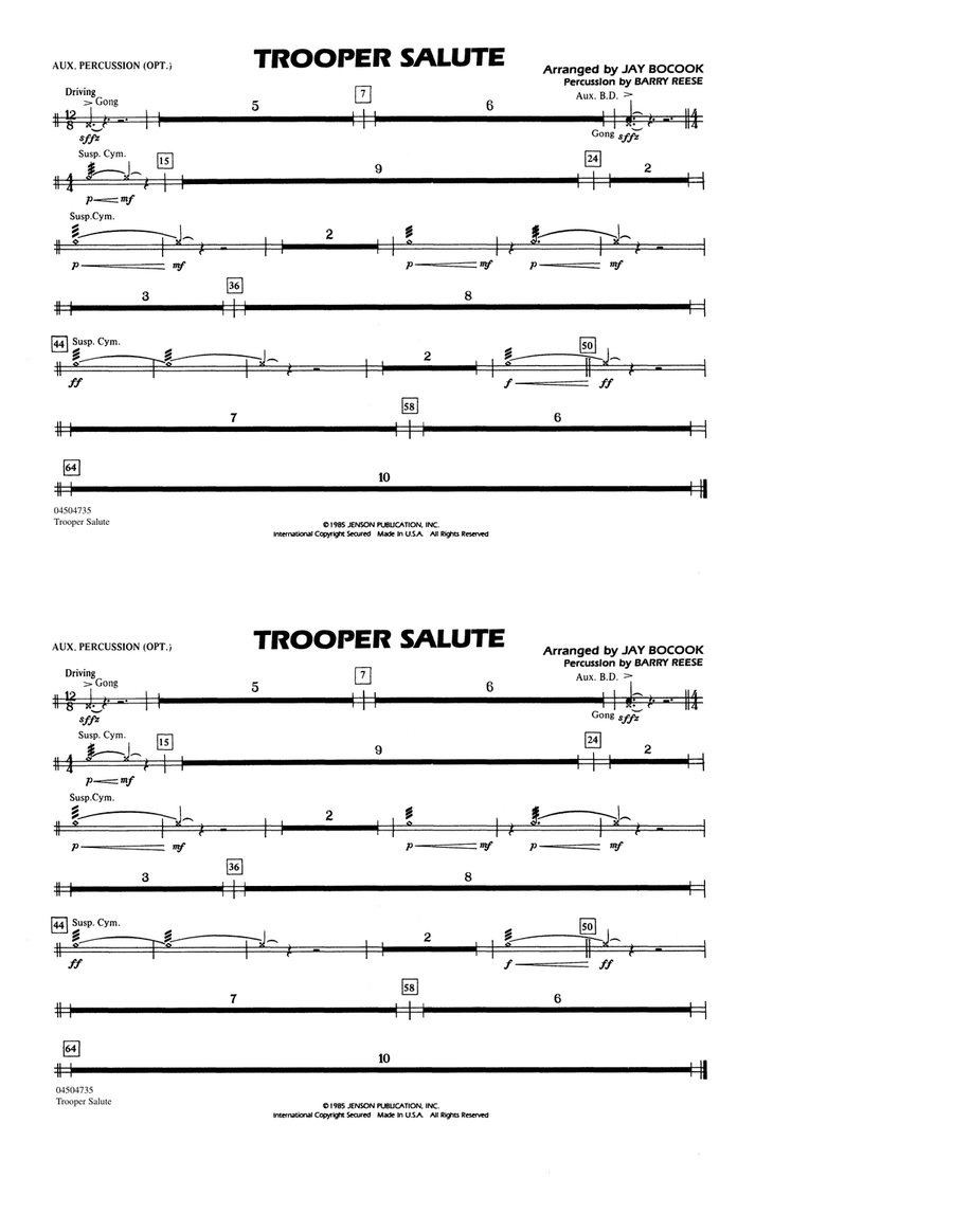 Trooper Salute - Aux Percussion Marching Band scores gallery preview page 1