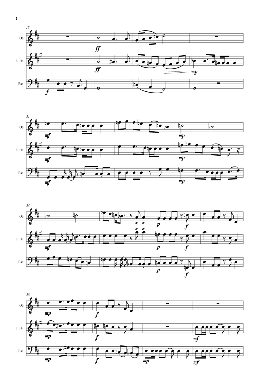 Green Grow the Rushes Oh! arranged for double-reed trio (oboe, cor anglais and bassoon) Woodwind Trio scores gallery preview page 2