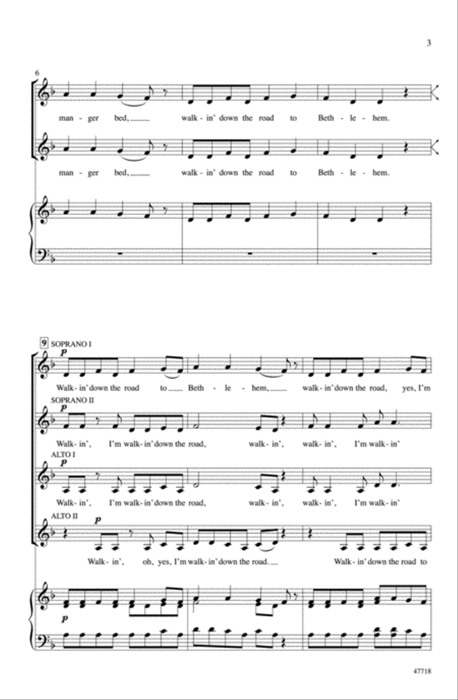 Walkin' Down the Road to Bethlehem Choir scores gallery preview page 2