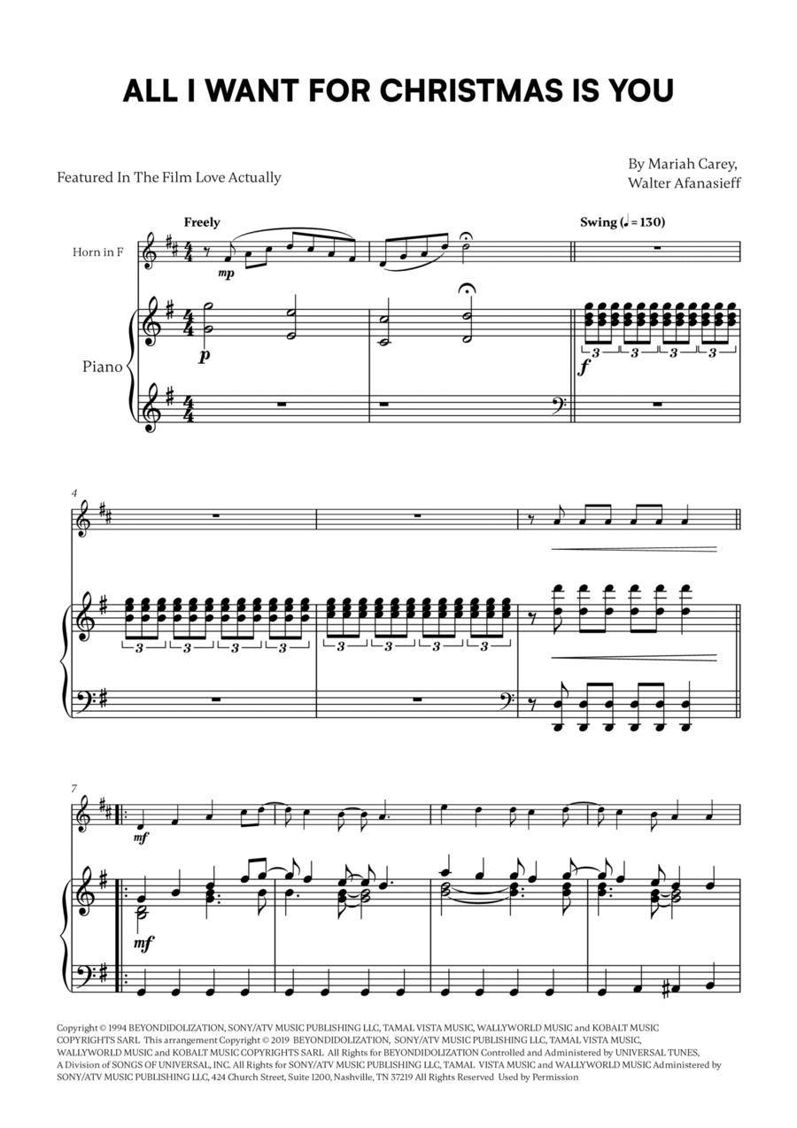 All I Want For Christmas Is You Horn scores gallery preview page 1