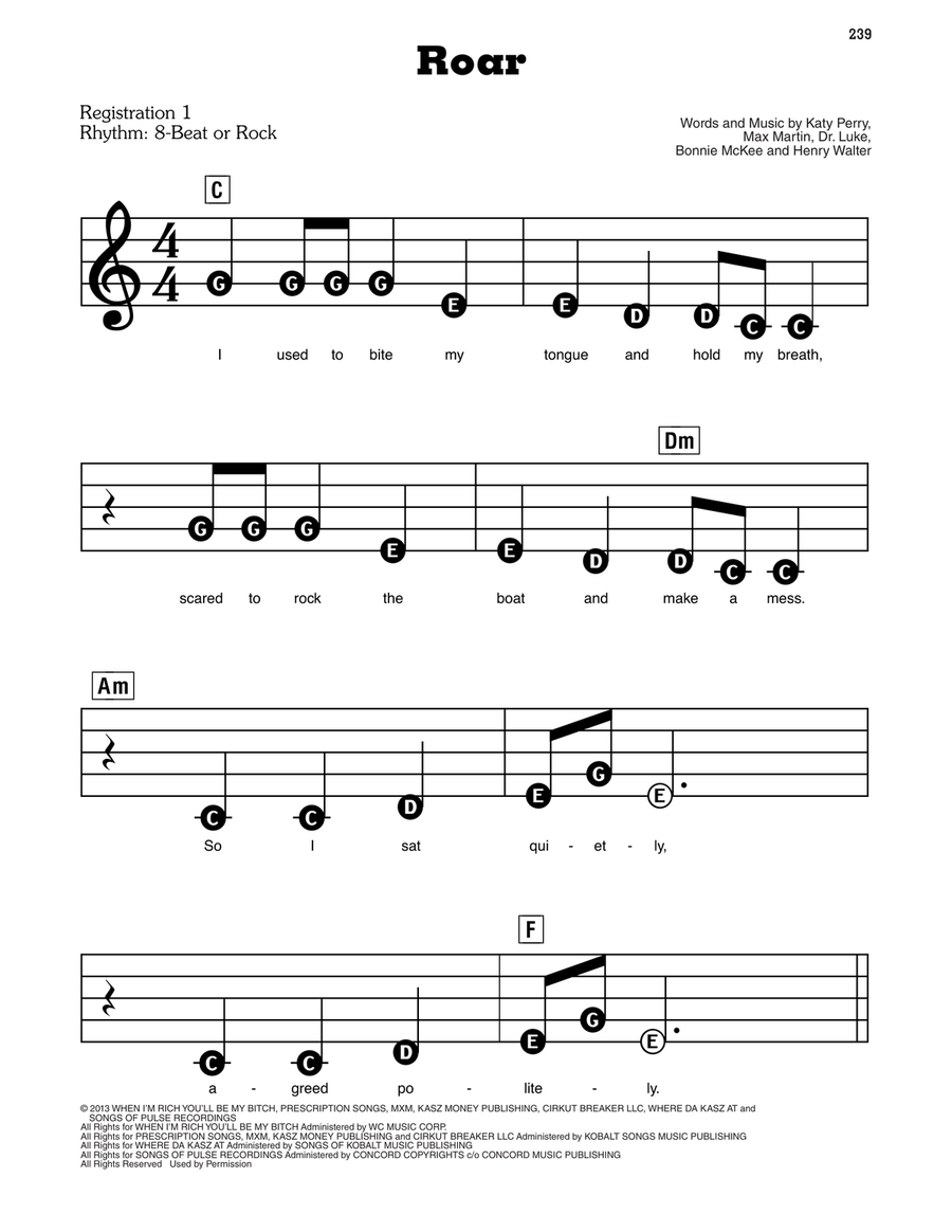 Roar Electronic Keyboard scores gallery preview page 1