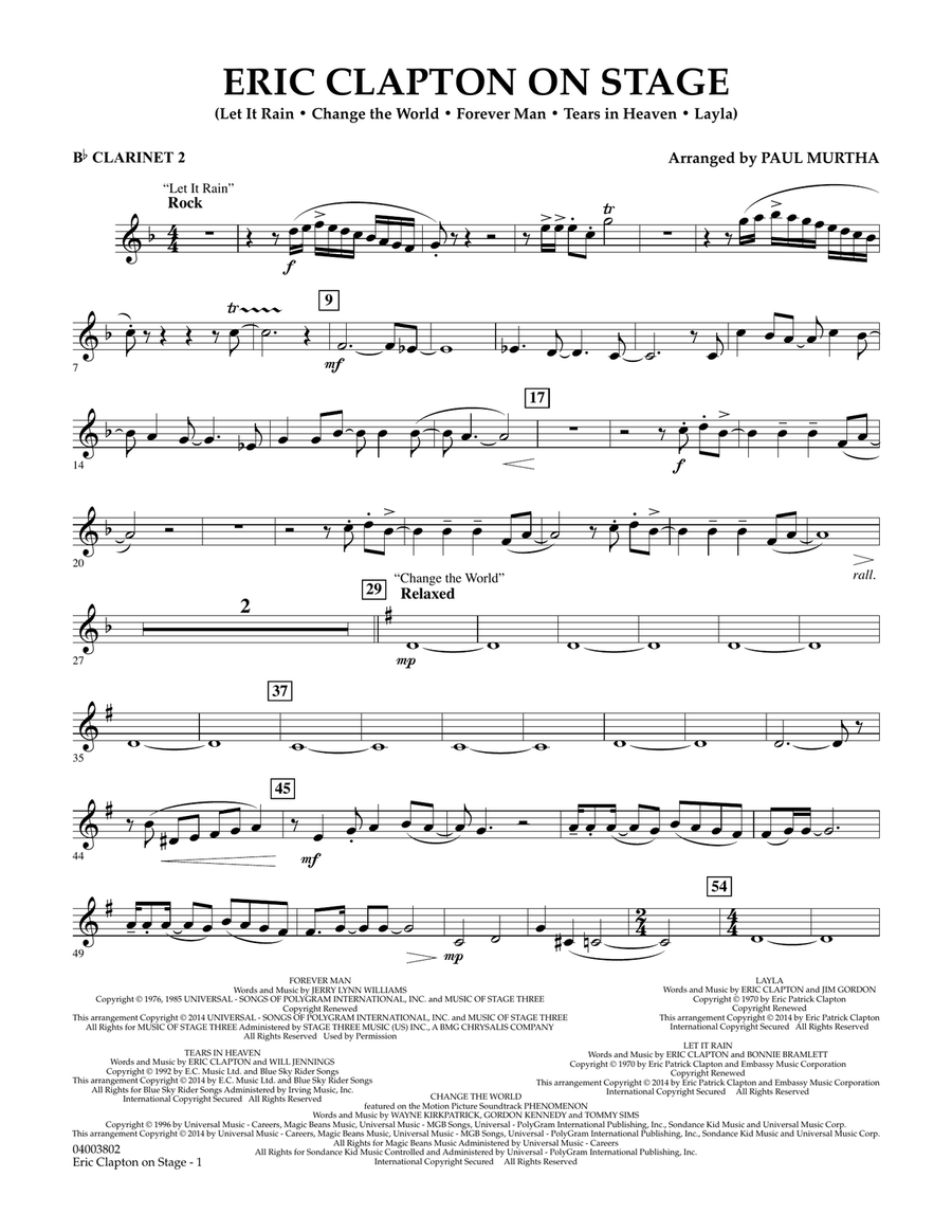 Eric Clapton on Stage - Bb Clarinet 2