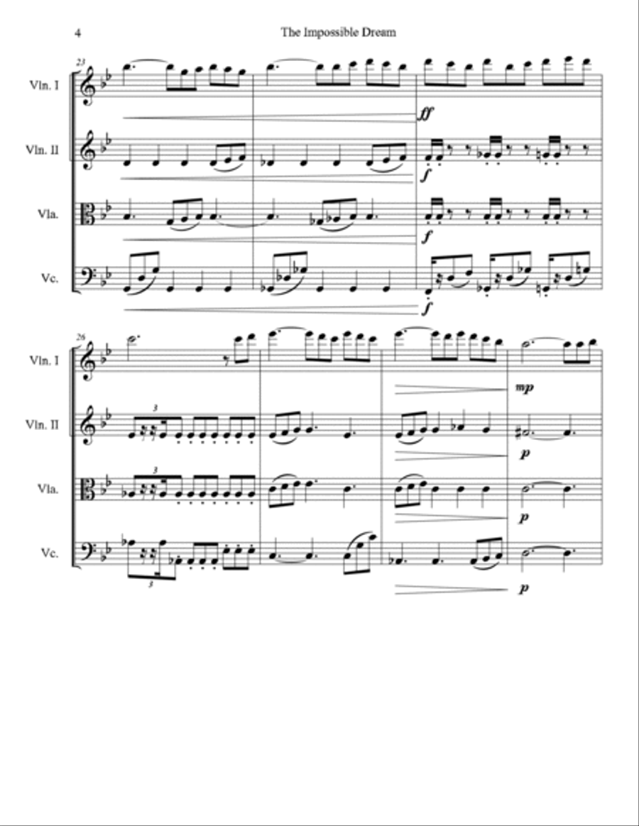 The Impossible Dream String Quartet scores gallery preview page 5