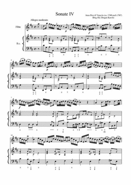 Sonate da camera per il Flauto Traversiere e Violoncello o Cembalo. Vol. 2: Sonatas 4-6