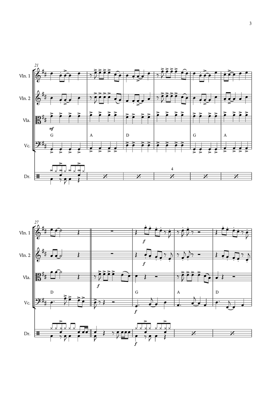 Feliz Navidad String Quartet scores gallery preview page 3
