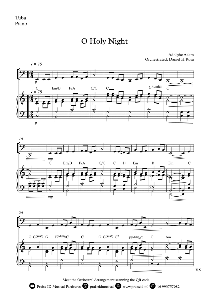 O Holy NIght - Christmas Carol - Tuba and Piano image number null
