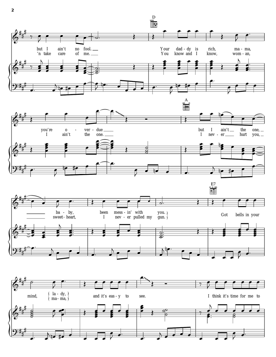 I Ain't The One Piano, Vocal, Guitar scores gallery preview page 2