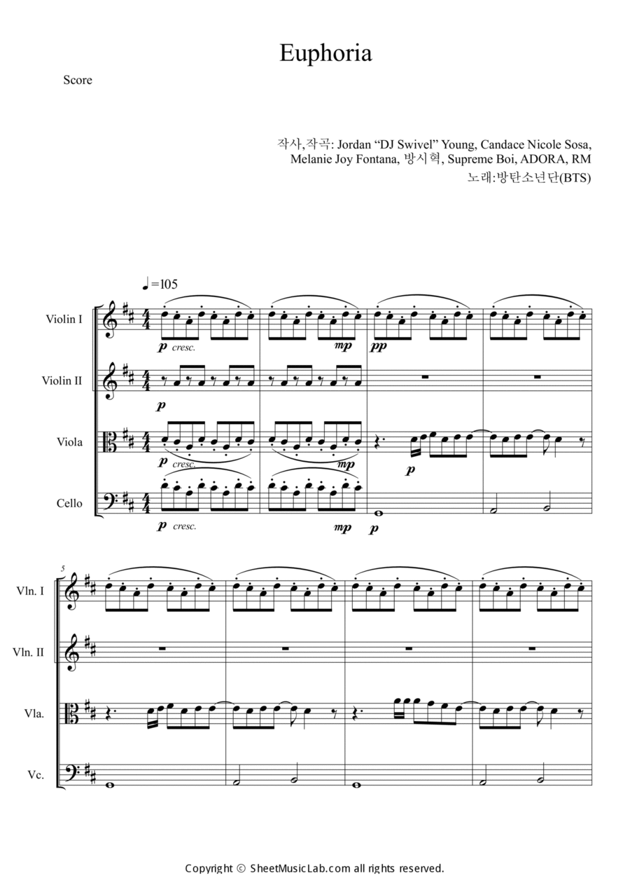 Euphoria Euphoria String Quartet scores gallery preview page 1