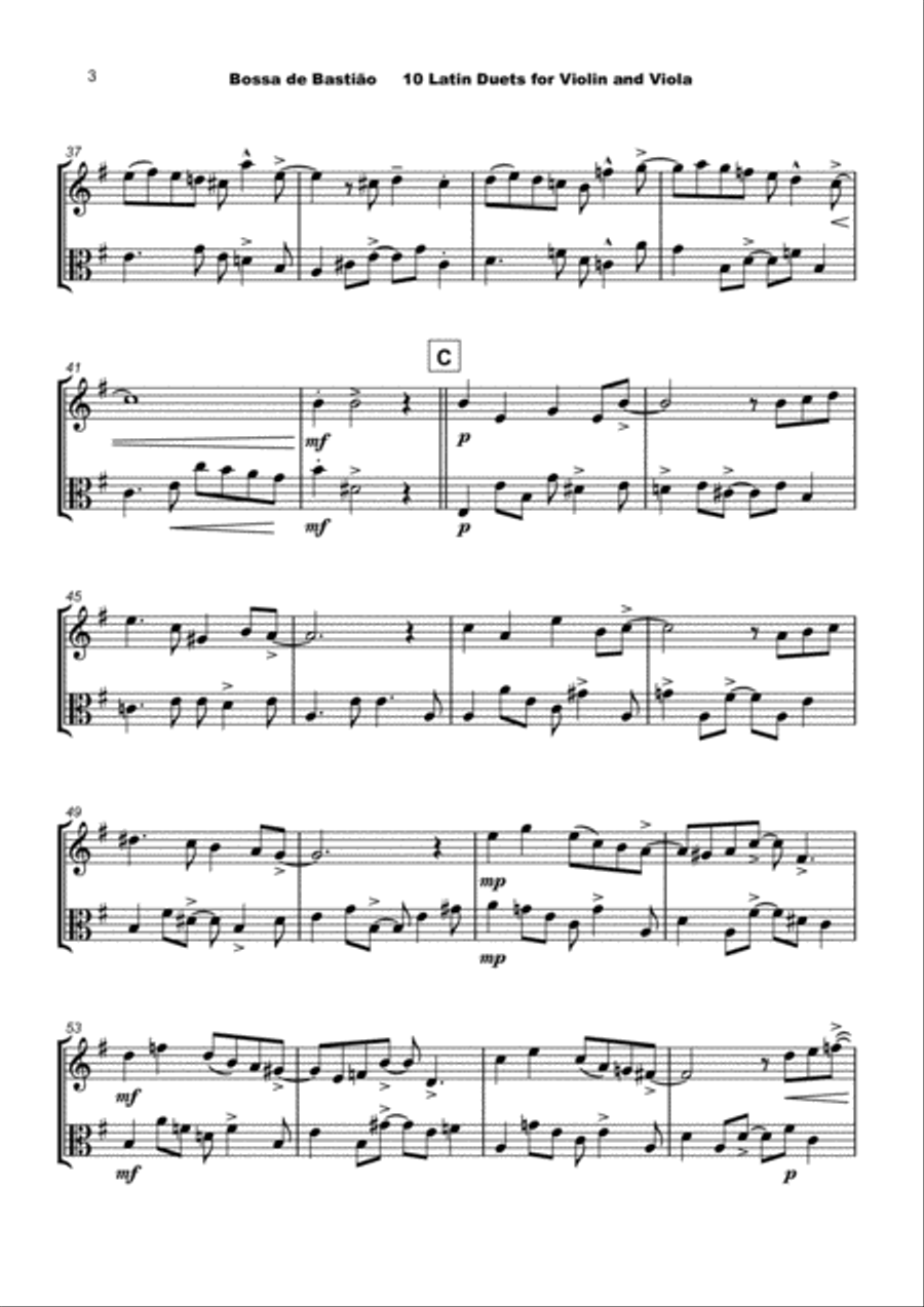 10 Latin Duets, for Violin and Viola String Duet scores gallery preview page 5