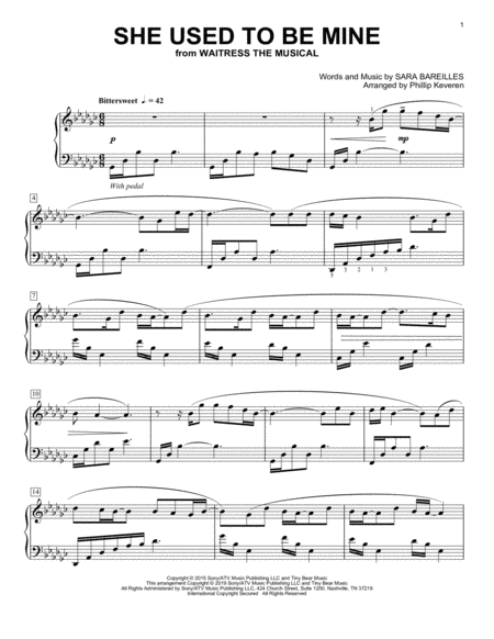 She Used To Be Mine [Classical version] (from Waitress) (arr. Phillip Keveren)