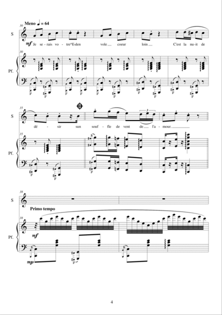 Quatre Chansons lyriques pour Soprano et piano Voice scores gallery preview page 4