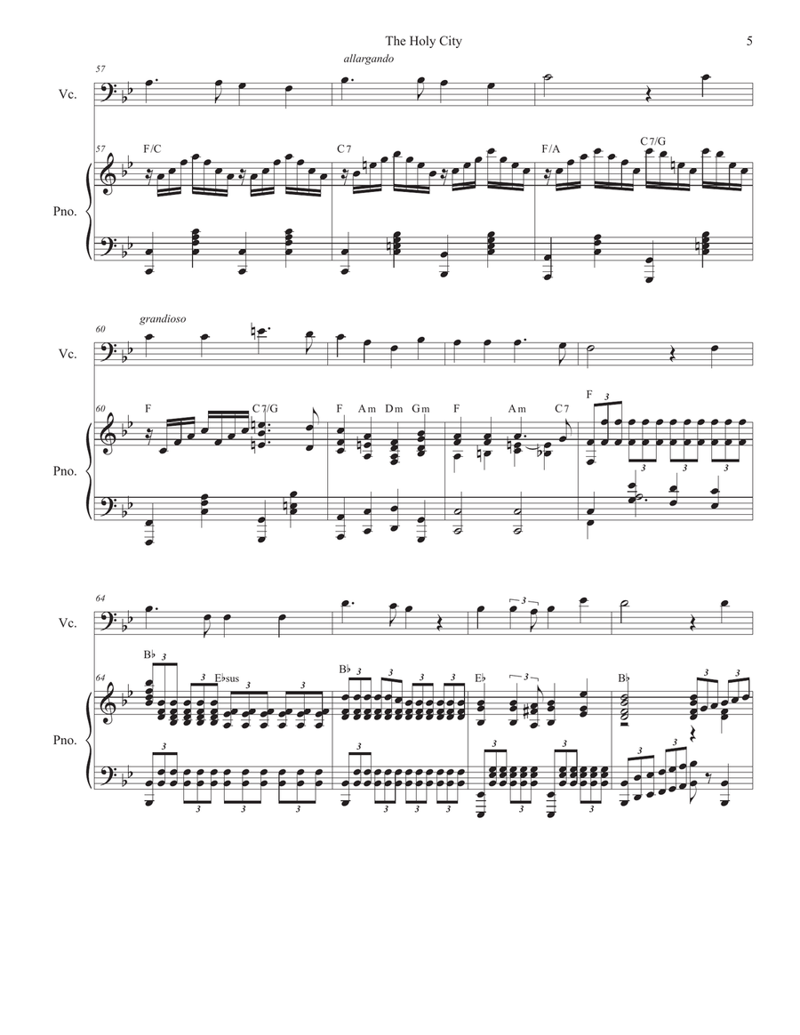 The Holy City (Cello solo and Piano) Piano scores gallery preview page 5