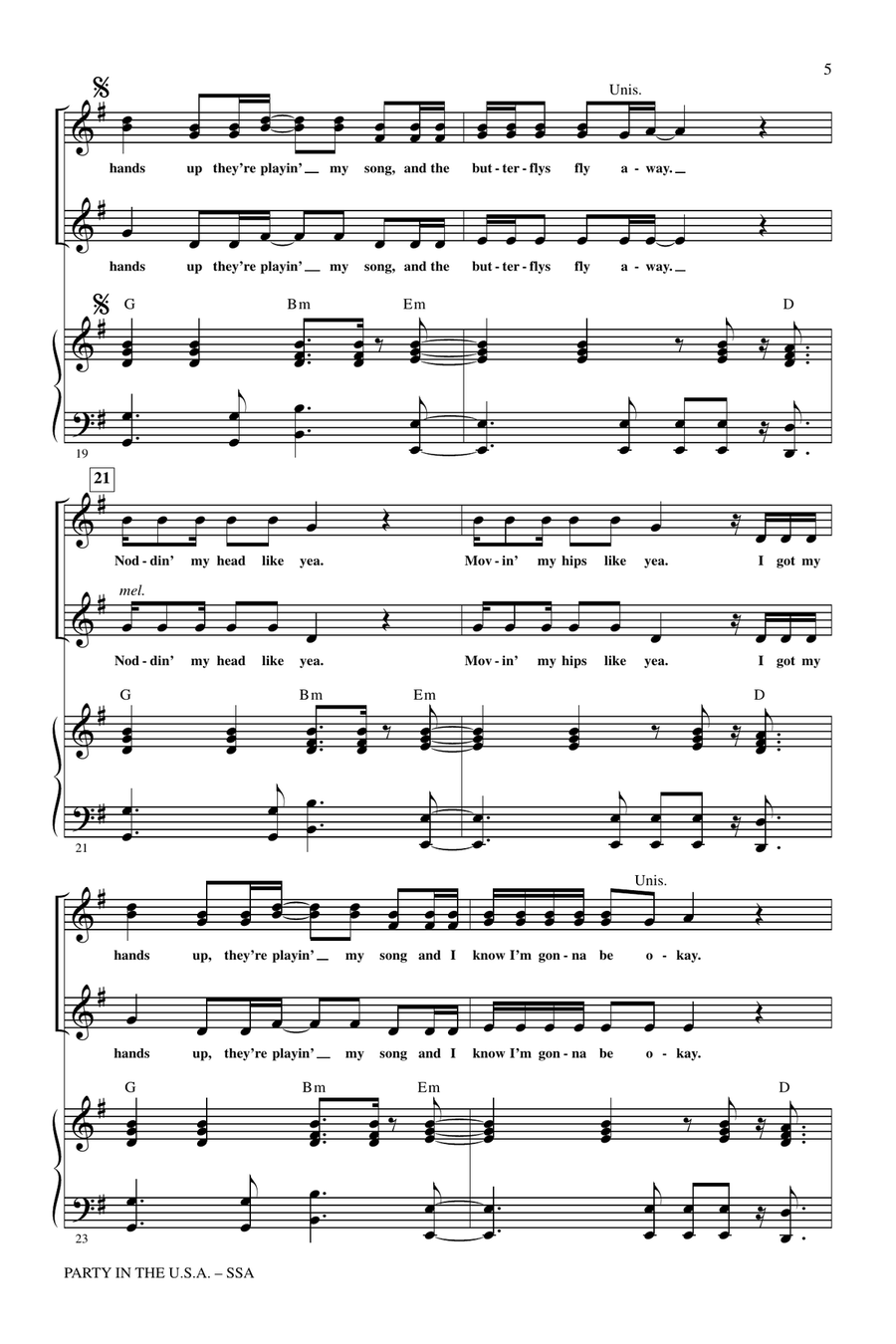 Party In The USA (arr. Roger Emerson) SSA scores gallery preview page 4