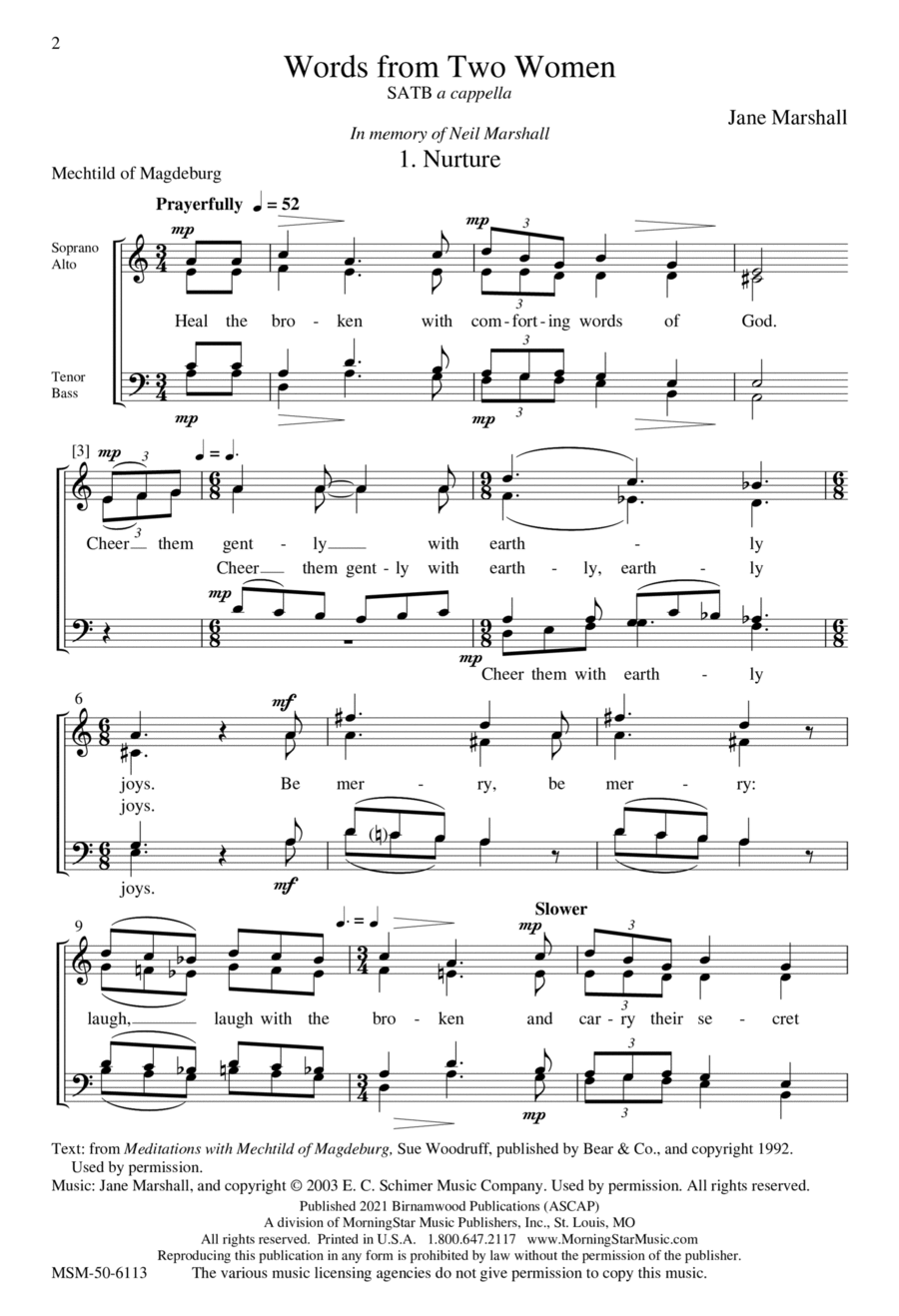 Words from Two Women 4-Part scores gallery preview page 1