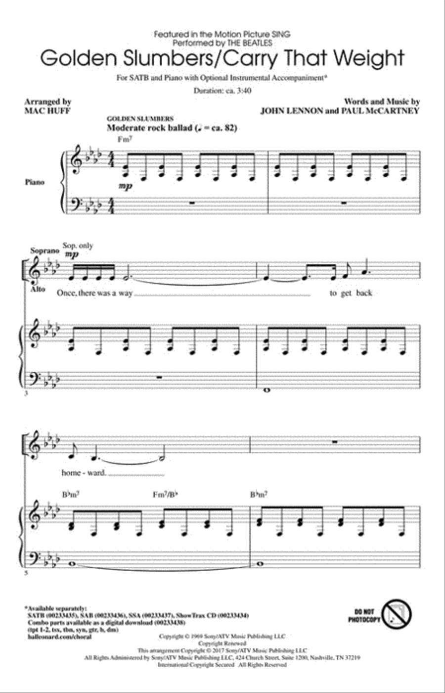 Golden Slumbers/Carry That Weight 4-Part scores gallery preview page 2