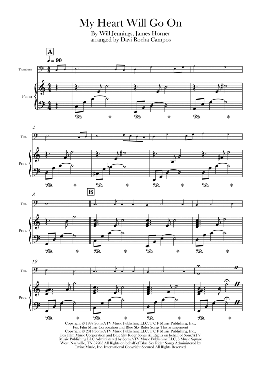 My Heart Will Go On (love Theme From 'titanic') Easy Piano scores gallery preview page 1