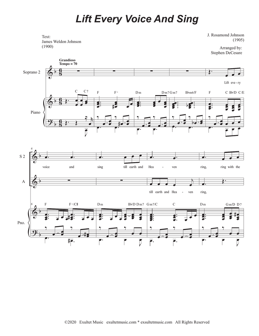 Lift Every Voice And Sing (Vocal Trio - (SSA) SSA scores gallery preview page 2