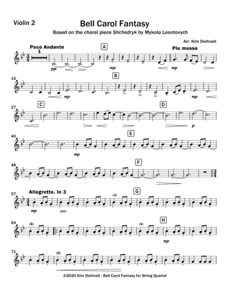 Bell Carol Fantasy for String Quartet (Score and Parts) image number null