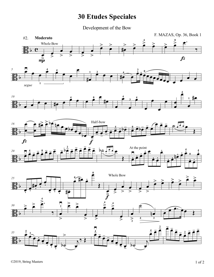 Mazas, Etudes for Viola Op 36, Book 1, No.02