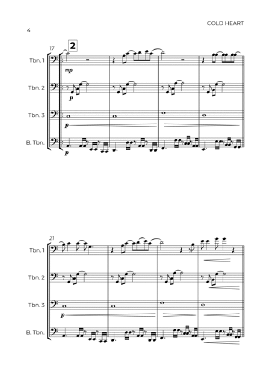 Cold Heart (pnau Remix) Cold Heart (pnau Remix) Brass Quartet scores gallery preview page 4