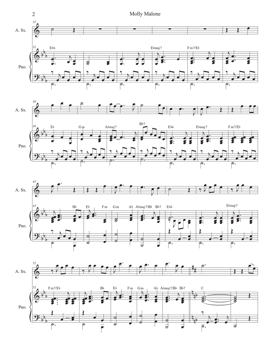 Molly Malone (Alto Saxophone and Piano) Molly Malone (Alto Saxophone and Piano) Alto Saxophone scores gallery preview page 3