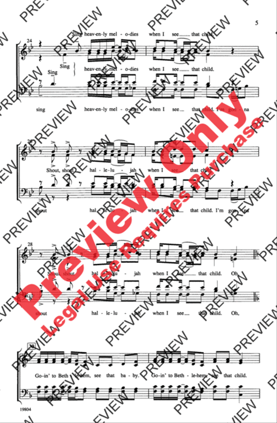 Goin' to Bethlehem 4-Part scores gallery preview page 5