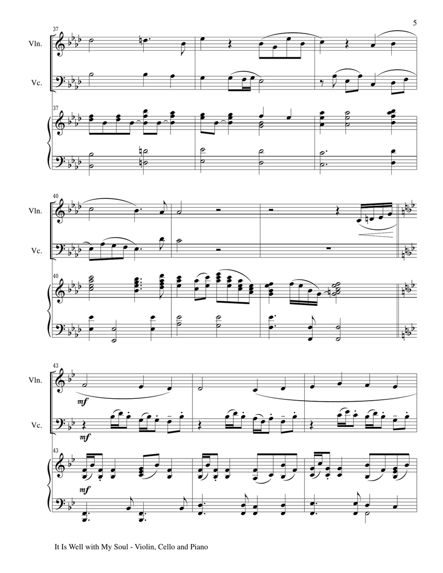 IT IS WELL WITH MY SOUL (Trio - Violin, Cello and Piano with Score and Parts) Piano Trio scores gallery preview page 5