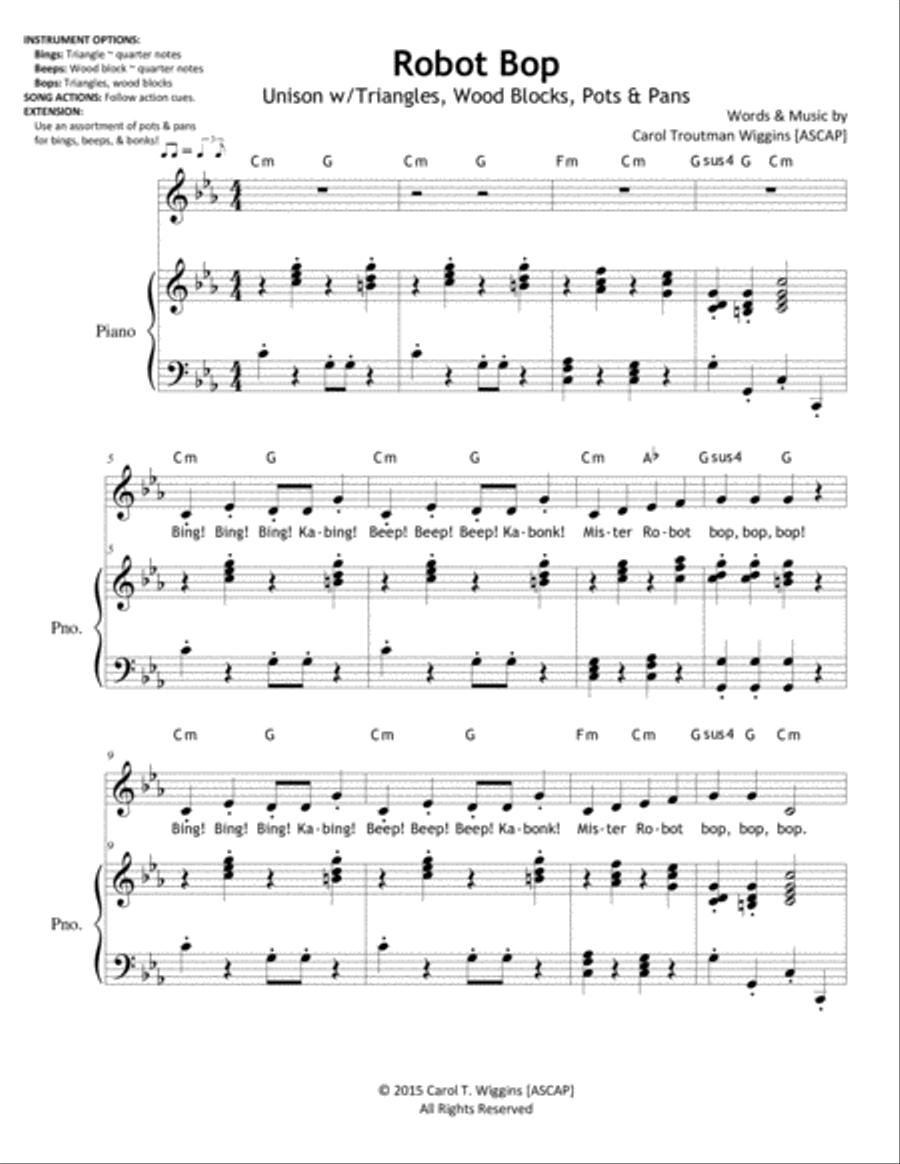 Robot Bop Unison Choir scores gallery preview page 1