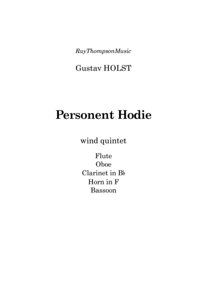 Holst: "Personent Hodie" (On this day earth shall ring)(3 Carols H.133) - wind quintet image number null